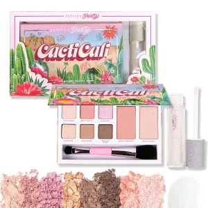 CactiCali Makeup Set for Kids, Teens, & Tweens - Natural Eyeshadow and Cheek Makeup Palette & 10k glassy enormous justify pinch Shine Lip Gloss (Diamond Heist) Petite N Pretty Beginner 