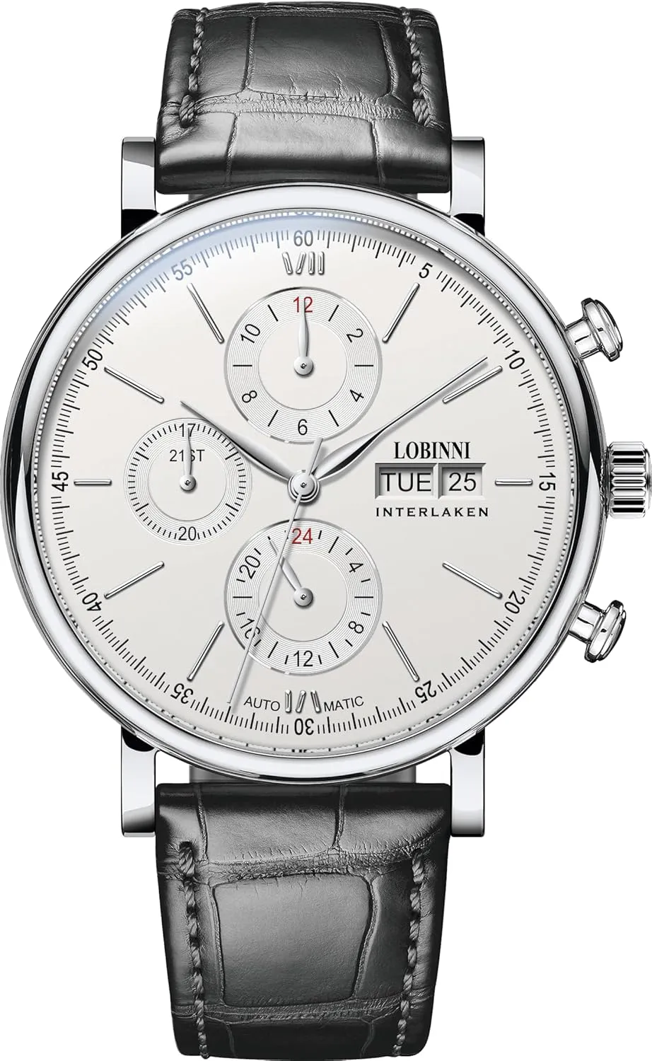 Calendar Automatic Mechanical,Sapphire Crystal,Leather Strap,Business Watches for Man,Dress bronze contribute Luxury Gift for Men LOBINNI Men's Watch Perpetual 