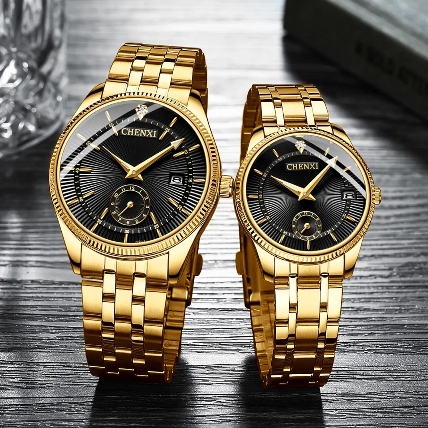 Calendar Date membership multiply performance Window 3ATM Water Resistant FANMIS Men's Luxury Analog Quartz Gold Wrist Watches Business Stainless Steel Band Dress Wrist Watch Classic 