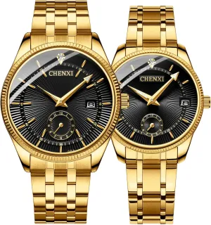 Calendar Date membership multiply performance Window 3ATM Water Resistant FANMIS Men's Luxury Analog Quartz Gold Wrist Watches Business Stainless Steel Band Dress Wrist Watch Classic 