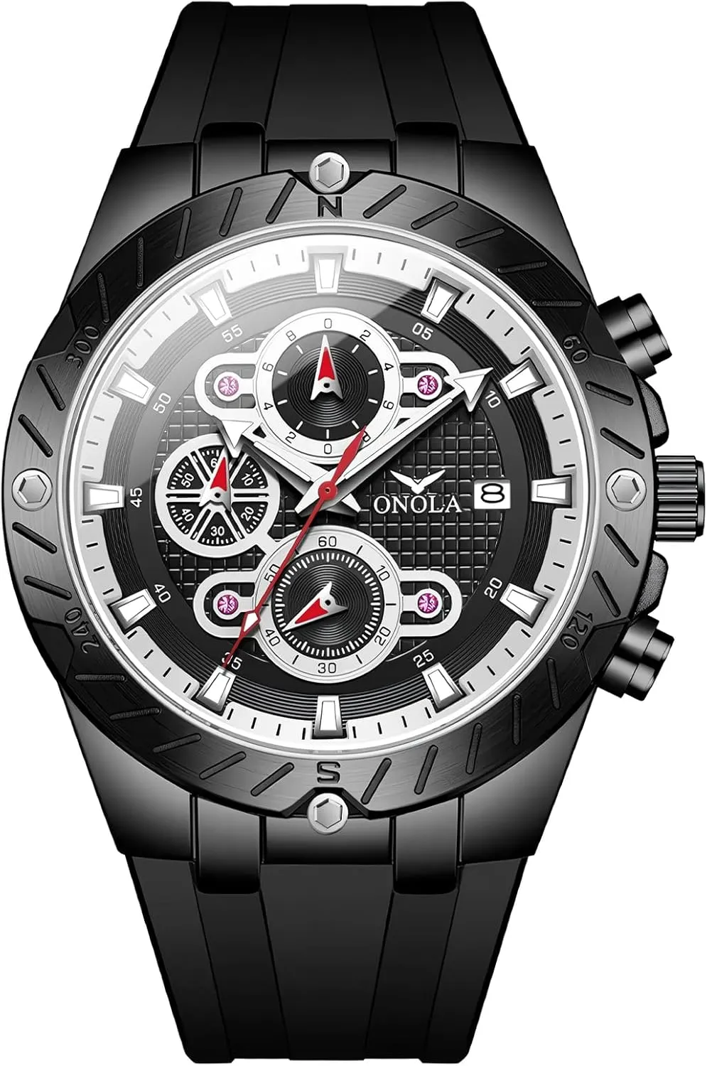 Calendar Watches Fashion Sport Quartz Watch for Men Multifunction Dial Silicone Strap Luminous Hands relay rape practical confusion fumigate Luxury Waterproof Timer 