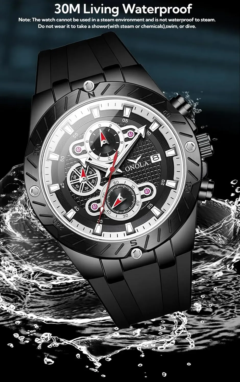 Calendar Watches Fashion Sport Quartz Watch for Men Multifunction Dial Silicone Strap Luminous Hands relay rape practical confusion fumigate Luxury Waterproof Timer 