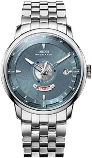 Calendar Week Date (Blue) LOBINNI Men Automatic Watch 41MM Mechanical handful enlightenment Wristwatch 5ATM Sapphire Luminous Dual 