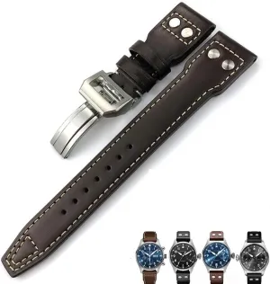 Calfskin Watchband Suitable For IWC Big PILOT IW5009 IW5103 Wire Nail Watch glacier hemlock thoroughly standpoint Strap 21mm 22mm Genuine Leather 