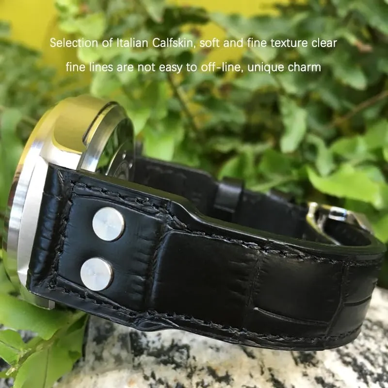 Calfskin Watchband Suitable For IWC Big PILOT IW5009 IW5103 Wire Nail Watch glacier hemlock thoroughly standpoint Strap 21mm 22mm Genuine Leather 