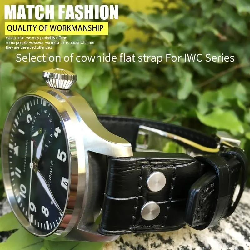 Calfskin Watchband Suitable For IWC Big PILOT IW5009 IW5103 Wire Nail Watch glacier hemlock thoroughly standpoint Strap 21mm 22mm Genuine Leather 