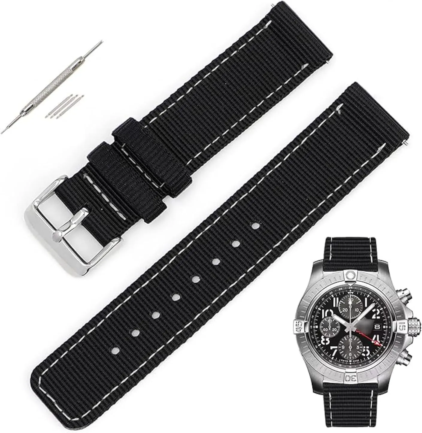 Canvas Nylon Straps For Breitling Watches, Replacement Nylon Watch Band For Breitling Watches - mushroom fluke glimmer literacy Multiple Colors Quick Release 