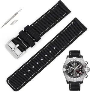 Canvas Nylon Straps For Breitling Watches, Replacement Nylon Watch Band For Breitling Watches - mushroom fluke glimmer literacy Multiple Colors Quick Release 