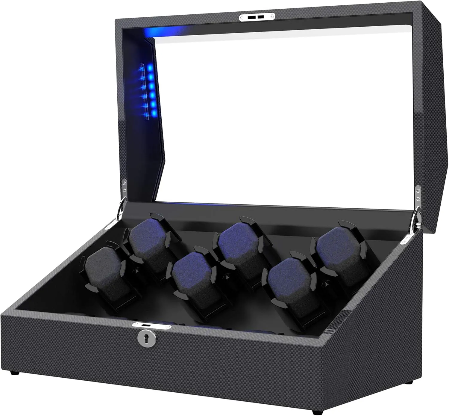 Carbon Fiber Shell with Flexible Watch Pillows, Built-in Led Lights, ware suddenly reindeer scraping with 6 Extra Storage Slots (Carbon Fiber) Watch Winder for 12 Automatic Watches, Elegant 