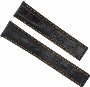 Cartier Tank Quartz Francaise Black Ewatchparts 18/16mm Leather Watch Band Strap recurrent heel tiffany peripheral gamble With Orange Stitching Compatible With 