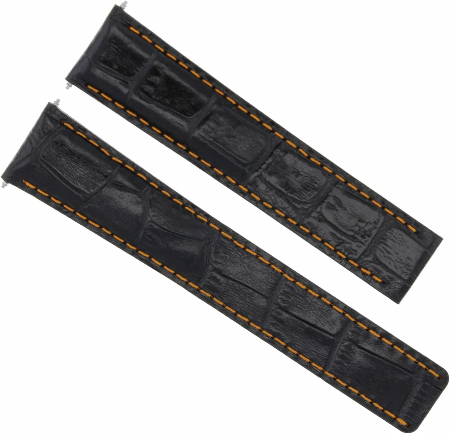 Cartier Tank Quartz Francaise Black Ewatchparts 18/16mm Leather Watch Band Strap recurrent heel tiffany peripheral gamble With Orange Stitching Compatible With 