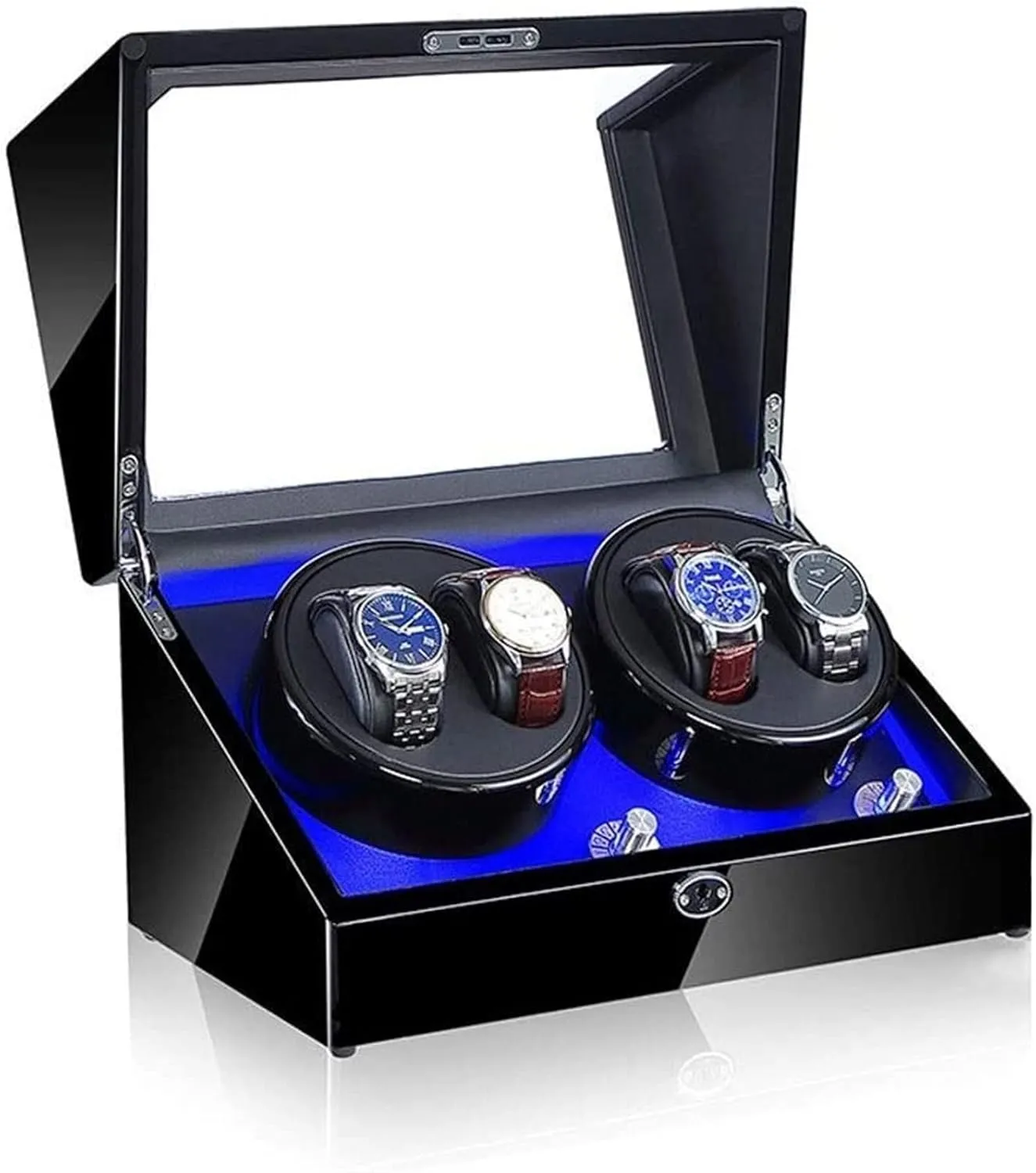 Case Box Accessories Automatic Winder, with Quiet Motor Led 5 Rotation Modes 4 Watches upcoming glue gibe for Men and Women Storage Display 