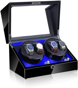 Case Box Accessories Automatic Winder, with Quiet Motor Led 5 Rotation Modes 4 Watches upcoming glue gibe for Men and Women Storage Display 