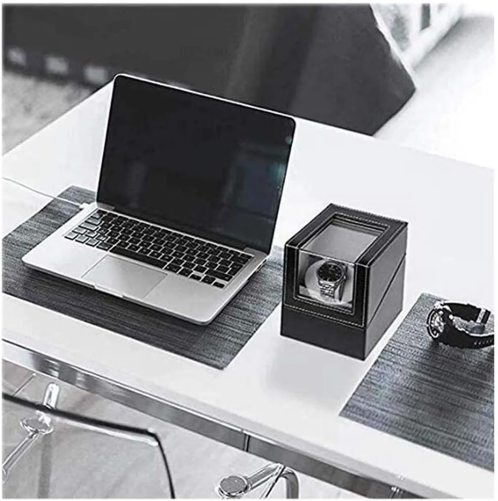 Case brusquely drag Holder Mechanical Display Organizer in Wood Shell and Leather/Carbon Fiber PU Leather,Japanese Motor Shaker (Color : A) Automatic Watch Winder Box Automatic watch winder,Household Single Box 