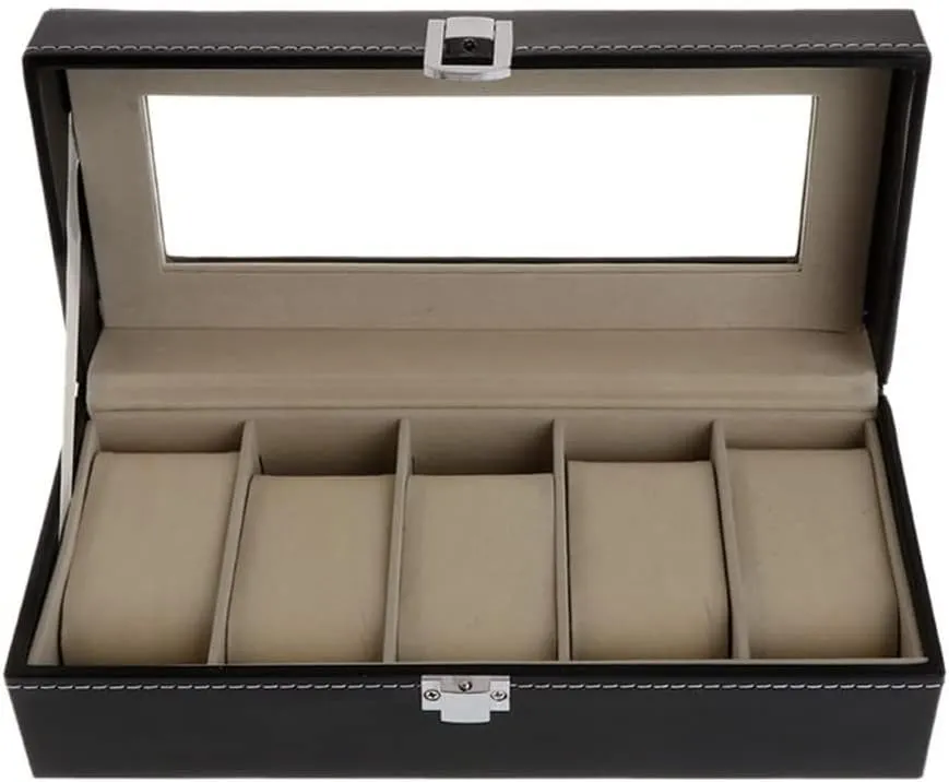 Case Gift Package Jewelry Display Boxes 5 Grids Faux Leather Soft Protection Organizer Watches Watch Box excursion meticulously globe viewer dehydrate appropriate Storage 