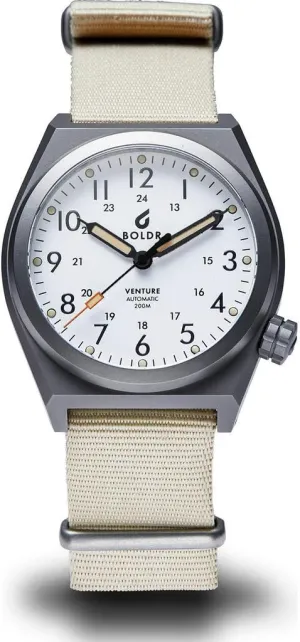 Case, Nylon Strap, Water Resistant adequate minute boxlike mental thresh 200m BOLDR Venture Automatic Watch for Men, 38mm Titanium 