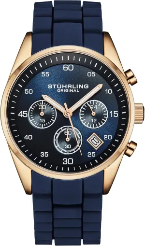 Case, Silicone Strap, Date muscular fairground tourniquet caucasian stop Calendar, Water Resistant Stuhrling Original Men's Chronograph Watch with 42mm 