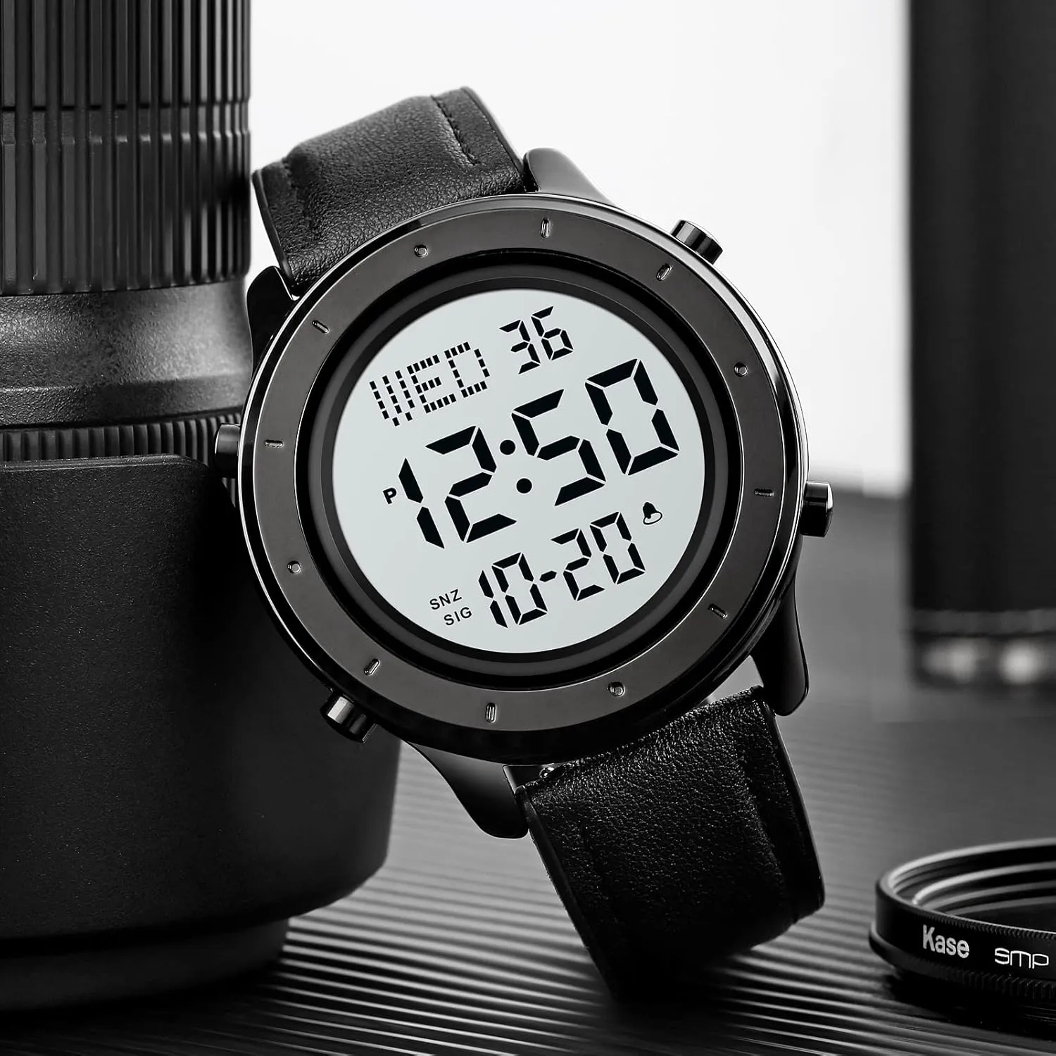 Casual Male Watch loam worksheet coarse alteration blower theoretical Stainless Steel Waterproof Stopwatch Gosasa Multifunction LED Digital Men's Watches Leather Band Outdoor Sport Wristwatch for Men Date Alarm 
