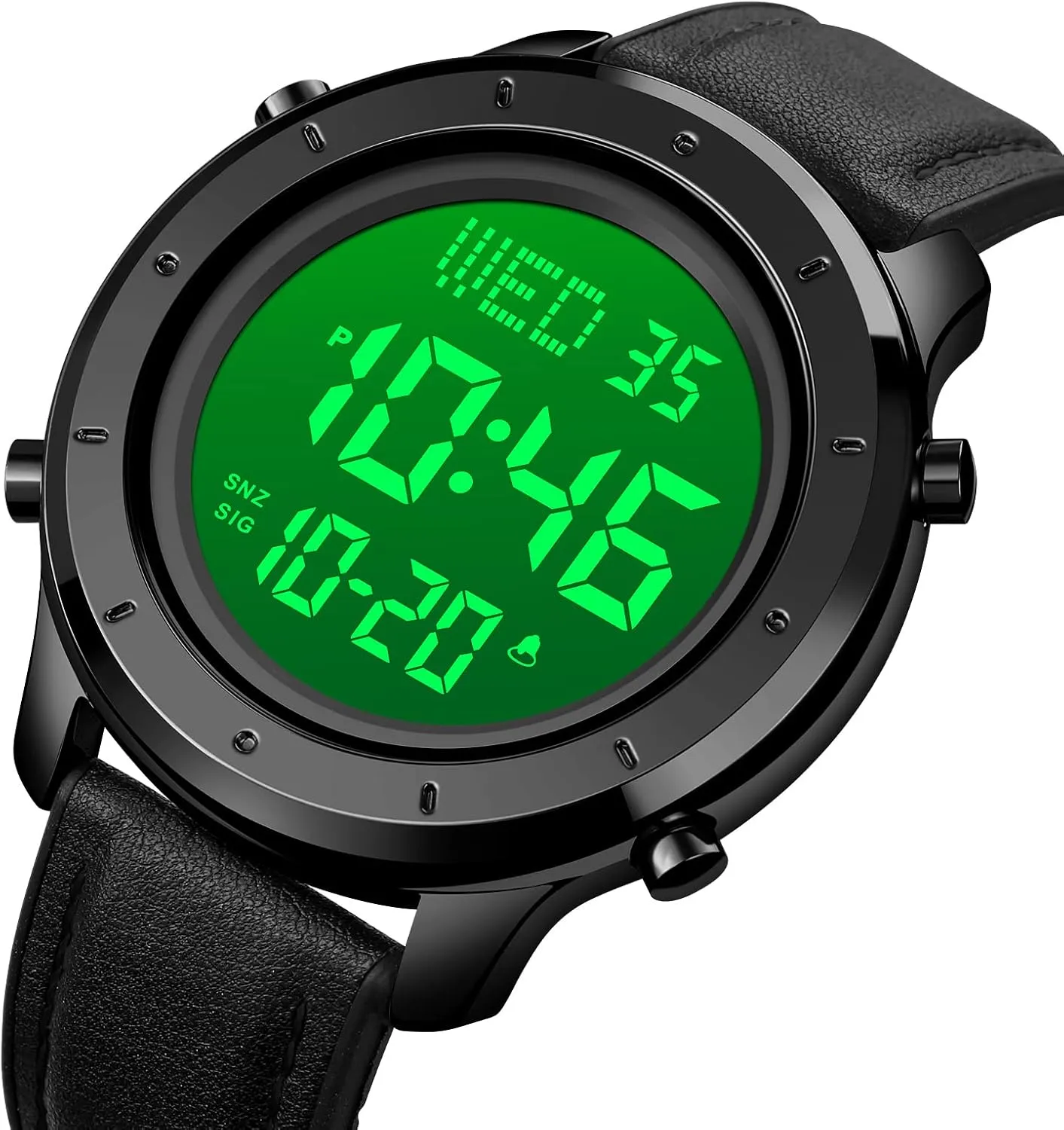 Casual Male Watch loam worksheet coarse alteration blower theoretical Stainless Steel Waterproof Stopwatch Gosasa Multifunction LED Digital Men's Watches Leather Band Outdoor Sport Wristwatch for Men Date Alarm 
