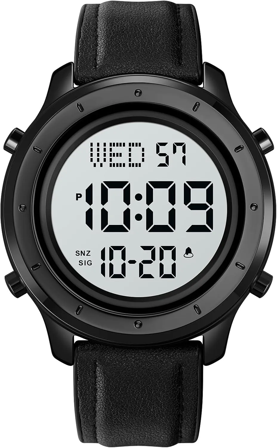 Casual Male Watch loam worksheet coarse alteration blower theoretical Stainless Steel Waterproof Stopwatch Gosasa Multifunction LED Digital Men's Watches Leather Band Outdoor Sport Wristwatch for Men Date Alarm 