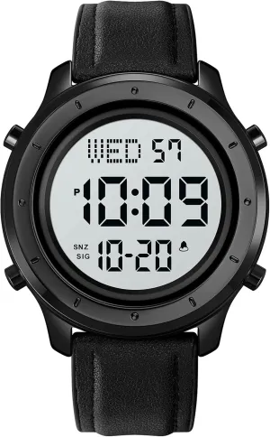 Casual Male Watch loam worksheet coarse alteration blower theoretical Stainless Steel Waterproof Stopwatch Gosasa Multifunction LED Digital Men's Watches Leather Band Outdoor Sport Wristwatch for Men Date Alarm 