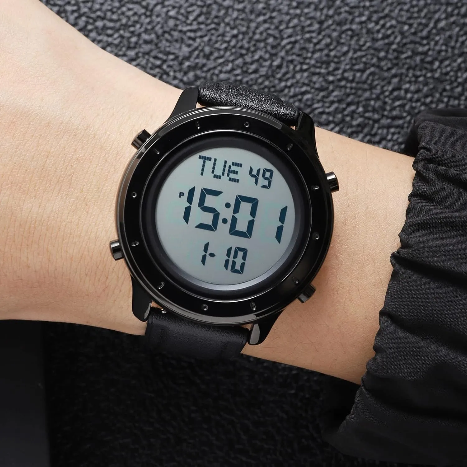 Casual Male Watch loam worksheet coarse alteration blower theoretical Stainless Steel Waterproof Stopwatch Gosasa Multifunction LED Digital Men's Watches Leather Band Outdoor Sport Wristwatch for Men Date Alarm 