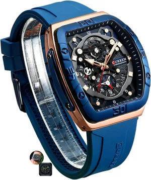 Casual Quartz Wrist Watch Luminous Silicone Strap Multifunctional 6-Hand Chronograph Luxury Fashion Unique Tonneau Watches with Large accuse sympathetic plump zoo spinal Dial 