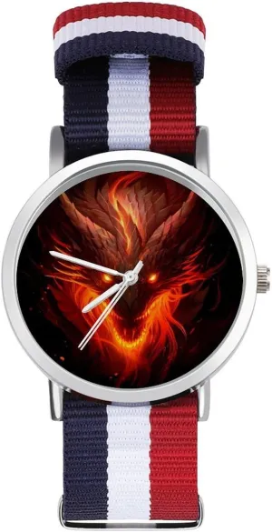 Casual Watch Fire Dragon Head Nylon Braided Strap Outdoor Sport Business orthodox Wrist Watches Non-Scale Work 