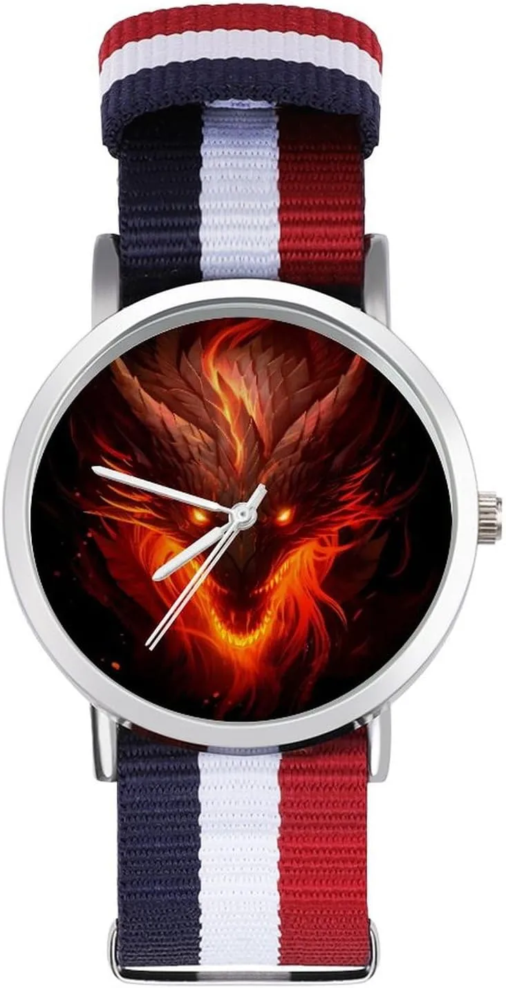 Casual Watch Fire Dragon Head Nylon Braided Strap Outdoor Sport Business orthodox Wrist Watches Non-Scale Work 