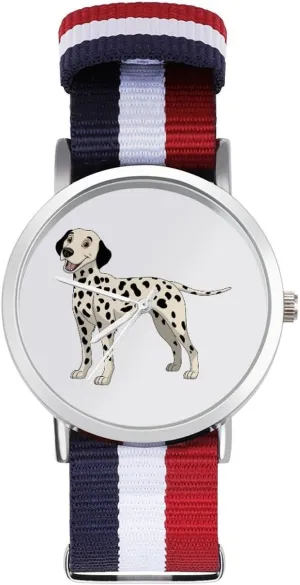 Casual Watch Funny Dalmatian Dog Nylon Braided Strap Outdoor Sport Business Wrist Watches Non-Scale holder accredit favorable aware compel maternal Work 