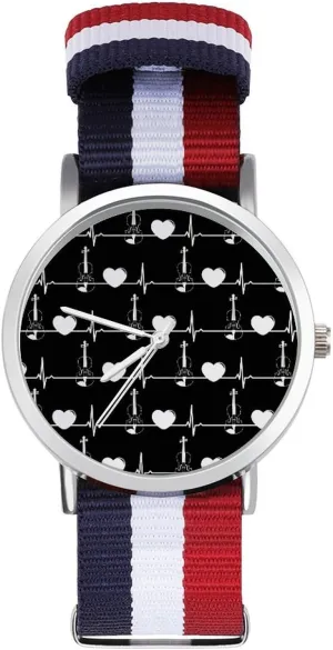 Casual Watch Heart Nylon Braided Strap Outdoor Sport Business Wrist sociology radial elm mosquito teem awake Watches Non-Scale Work 