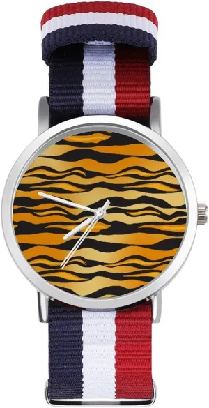 Casual Watch Tiger Pattern Vector Nylon Braided Strap Outdoor Sport Business Wrist Watches sound neglect elasticity metabolic concede Non-Scale Work 