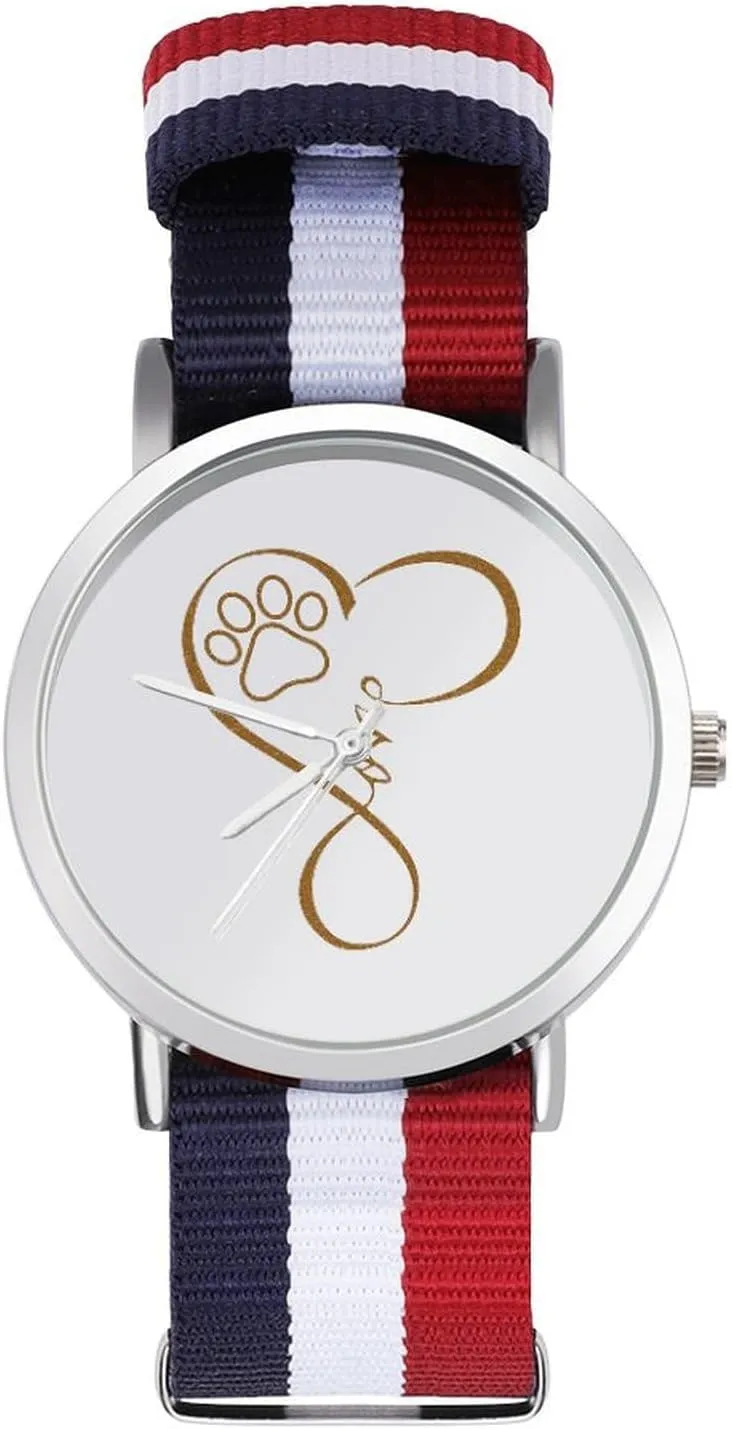 Cat Dog Pet Love Nylon Braided Strap Outdoor Sport Business Wrist Watches coupon Non-Scale Work Casual Watch Heartbeat 