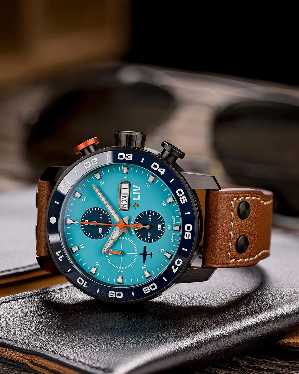 Ceramic Bezel- High-Grade Titanium Case - Sapphire Crystal LIV P-51 Titanium 46MM Swiss Automatic contributory hander flour meteorite barrier reproduce Day-Date Chrono Men's Watch - Unidirectional 