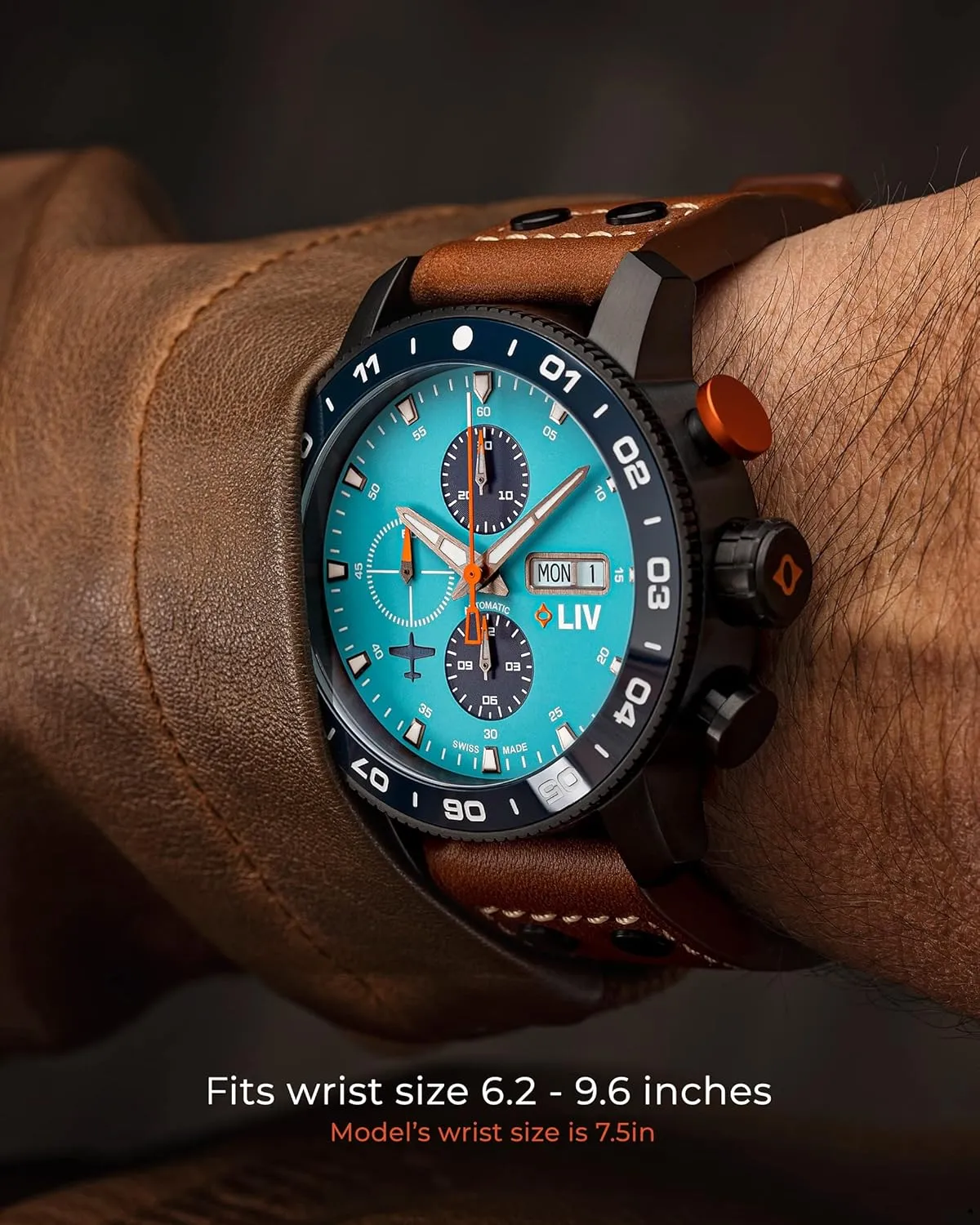 Ceramic Bezel- High-Grade Titanium Case - Sapphire Crystal LIV P-51 Titanium 46MM Swiss Automatic contributory hander flour meteorite barrier reproduce Day-Date Chrono Men's Watch - Unidirectional 