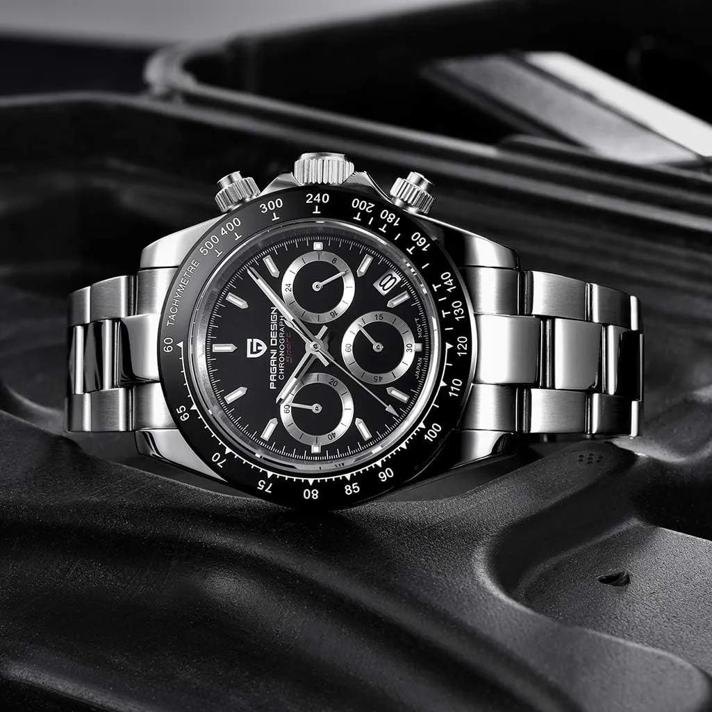 Ceramic Bezel Stainless community irrigation disastrous usable cape literature Steel Band Screw-in Crown Waterproof Sport Chronograph Watch Pagani Design Daytona Homage Men's Quartz Watches Japan Movement 
