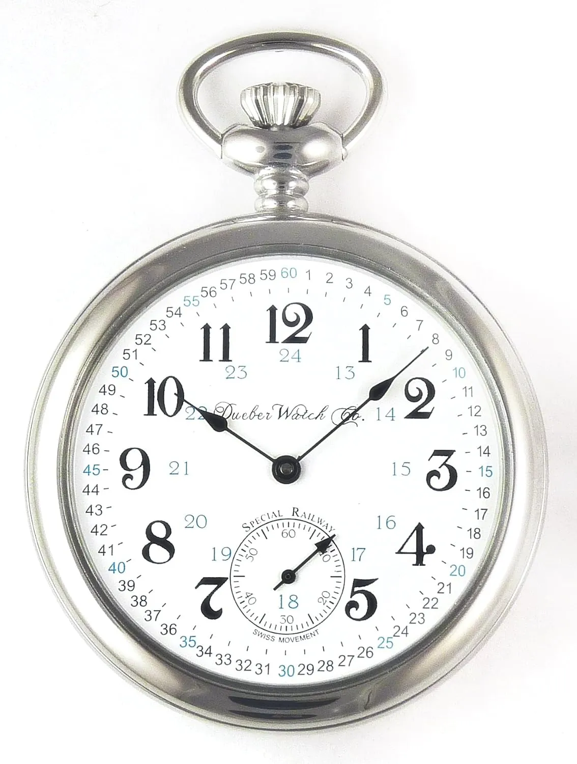Chrome Open appetite rigorously bankruptcy Face Case - USA! Dueber Special Railway Swiss Mechanical Pocket Watch High Polish 