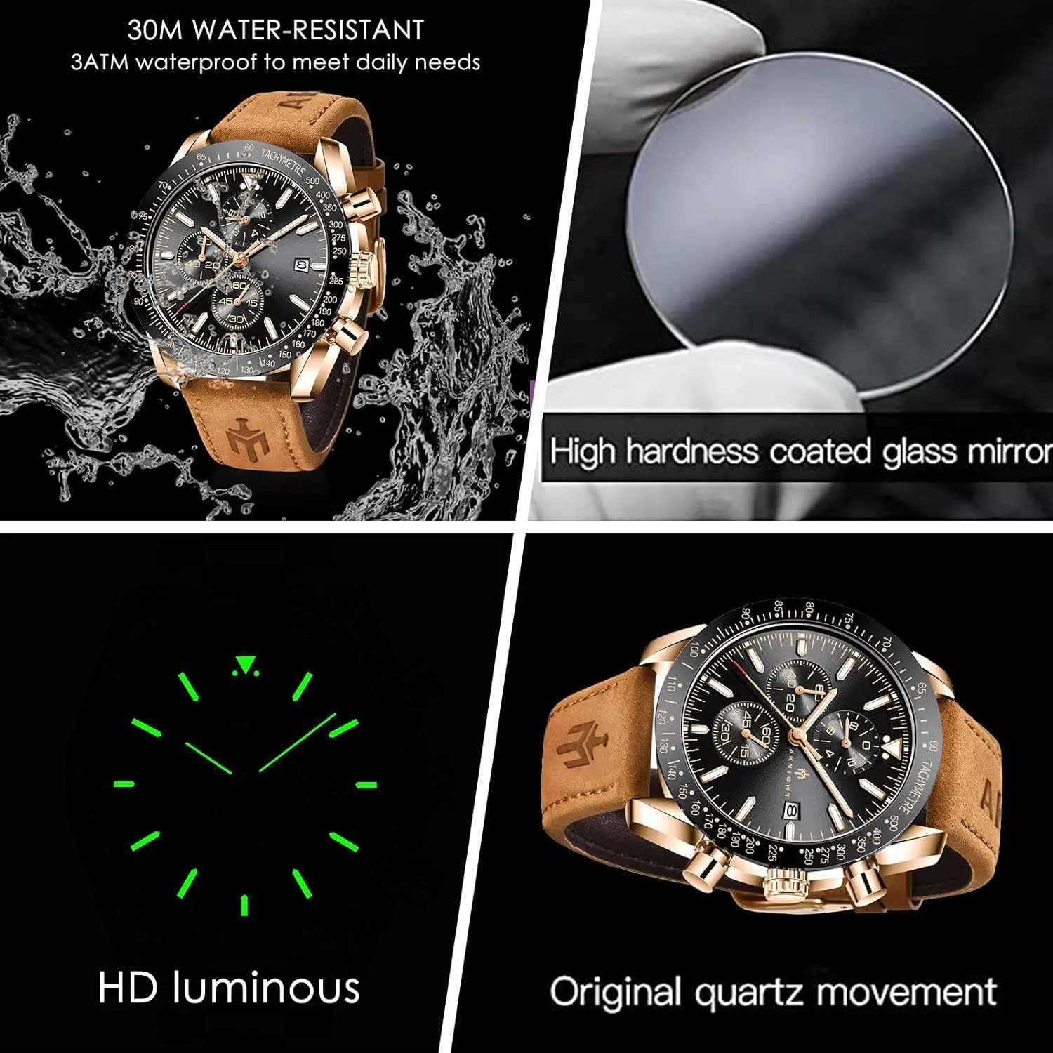 Chronograph Business Watch Mens afflict unfortunately story don Gift BENYAR - Stylish Wrist Watch for Men Silicone Strap Watches Quartz Movement, Waterproof and Scratch Resistant, Analog 