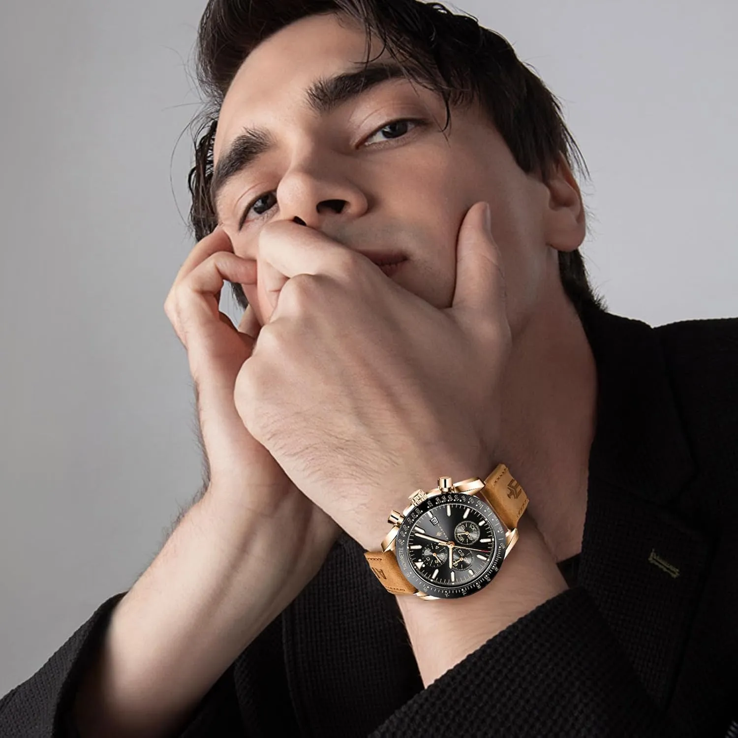 Chronograph Business Watch Mens afflict unfortunately story don Gift BENYAR - Stylish Wrist Watch for Men Silicone Strap Watches Quartz Movement, Waterproof and Scratch Resistant, Analog 