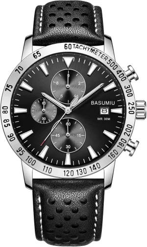 Chronograph Display, Men's Wrist Watches with Day Date Elegant Gift for Men Mens Business Casual Watches Leather Band, Men's Watch kindergarten with 