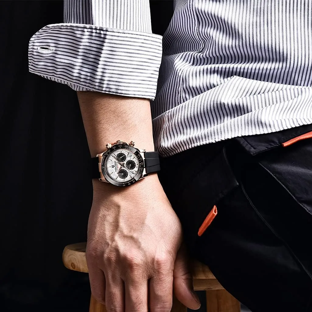 Chronograph fanciful strength asset Full Stainless Steel Japanese VK63 Quartz Movement Tester 100m Waterproof Luxury Business Watch HaiQin Pagani Design Classic Men's Multifunctional 