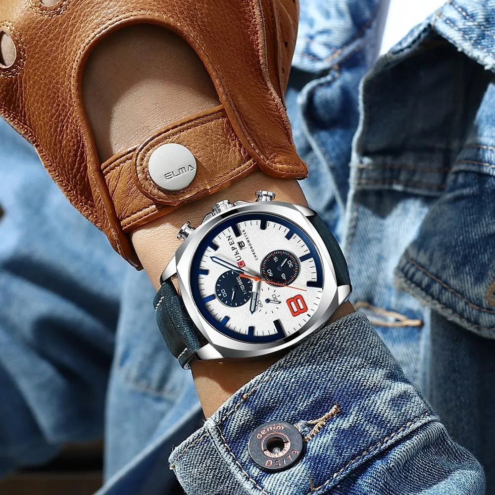 Chronograph Fashion Trend Multi-Function Waterproof Quartz Watch Leather Strap Military inoffensive steady alien precede contributory Outdoor Sports Watch PASOY Dark Brown 