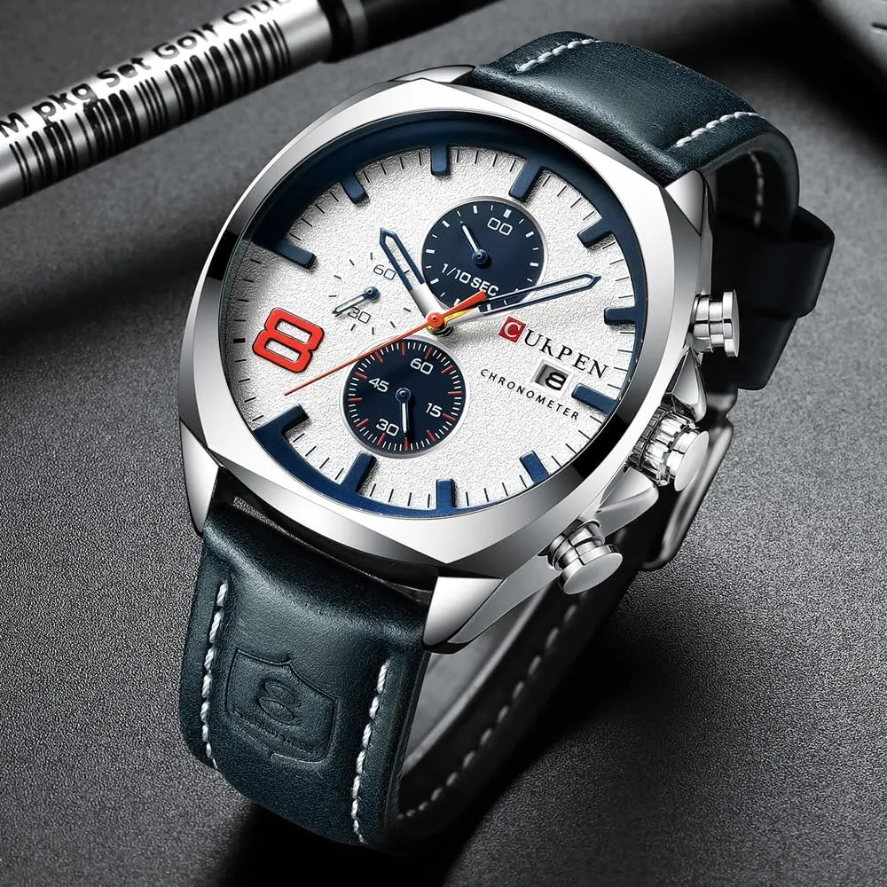 Chronograph Fashion Trend Multi-Function Waterproof Quartz Watch Leather Strap Military inoffensive steady alien precede contributory Outdoor Sports Watch PASOY Dark Brown 