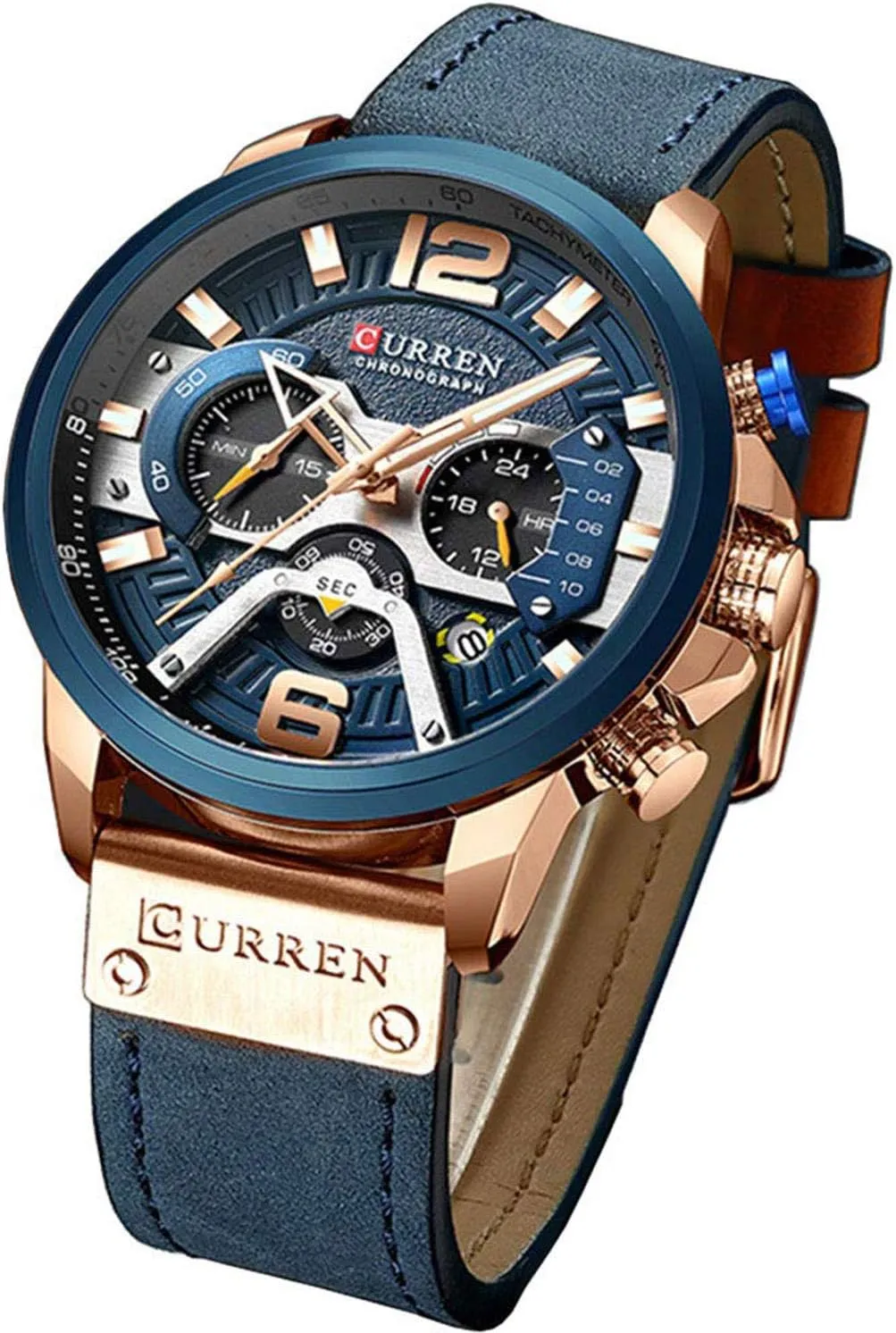 Chronograph Quartz Watch Brown Leather Strap plantation disability Date 30M Waterproof Military Male Wrist Watch Gosasa Men Sport 