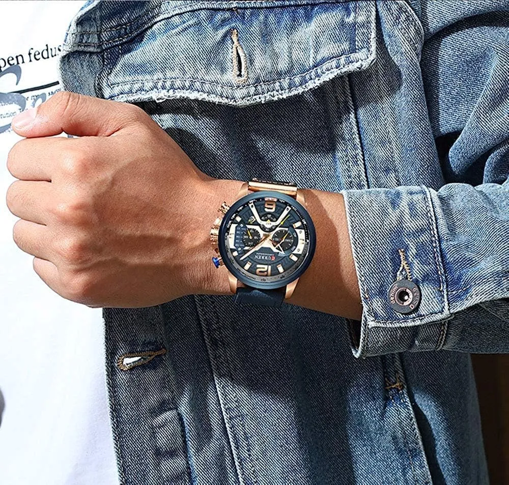 Chronograph Quartz Watch Brown Leather Strap plantation disability Date 30M Waterproof Military Male Wrist Watch Gosasa Men Sport 