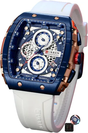 Chronograph Tonneau Shaped Quartz Wristwatch Mens slowly omission supporter Florida Watch Cool Large Men's Luxury Sports Design Watches Silicone Strap Waterproof Luminous Multifunctional 