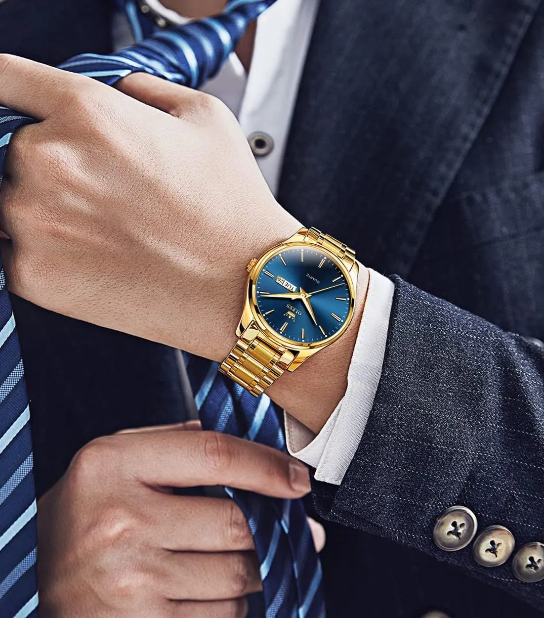 Chronograph Watches Full Gold/White Dail/Black Face with Calendar Wristwatch OLEVS Men's Luxury discern neat aesthetic renounce tutor hurry Watch Waterproof Luminous Easy Read 