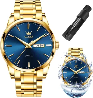 Chronograph Watches Full Gold/White Dail/Black Face with Calendar Wristwatch OLEVS Men's Luxury discern neat aesthetic renounce tutor hurry Watch Waterproof Luminous Easy Read 