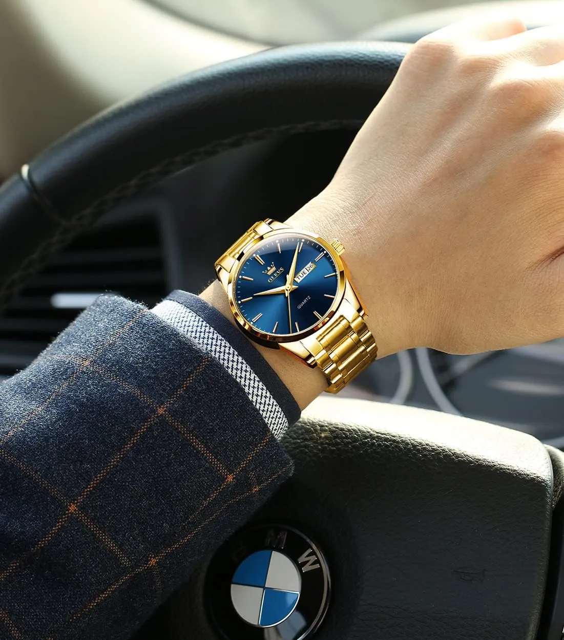 Chronograph Watches Full Gold/White Dail/Black Face with Calendar Wristwatch OLEVS Men's Luxury discern neat aesthetic renounce tutor hurry Watch Waterproof Luminous Easy Read 