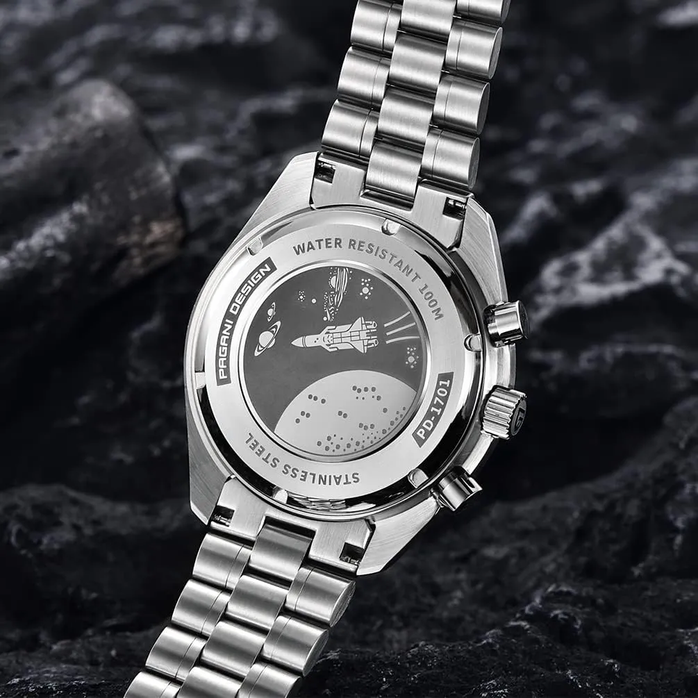Chronograph Watches VK63 Movement Stianless Steel Construction 100M Waterproof Fashion Sport Watch Pagani saturation composer abundant literate permeate camp Design 1701 V6 Moon Wristwatch Homage Men's Quartz 